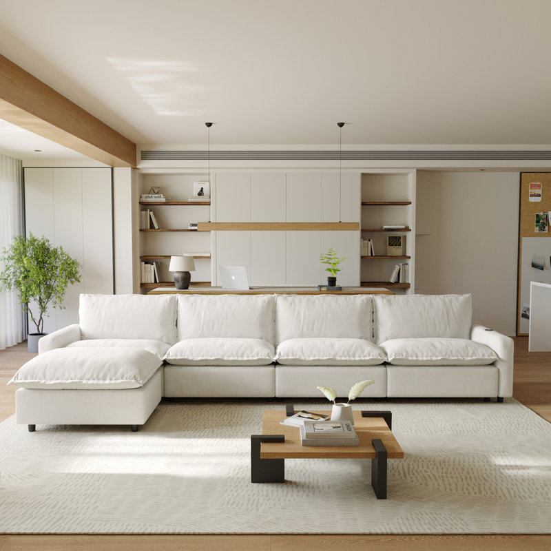 Moncada 5-Piece Modular Linen L-Shaped Power Reclining Sectional With Zero-Gravity And Heated Seats, Beige Linen