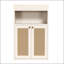 Armoire de rangement pour salle de bain avec 2 portes en rotin, autoportante avec tablette réglable et rangement ouvert pour la vie organisée