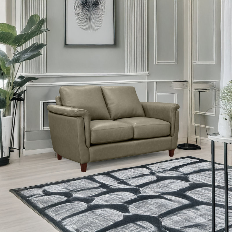 Causeuse en cuir véritable 57 po Rambrij, Gris