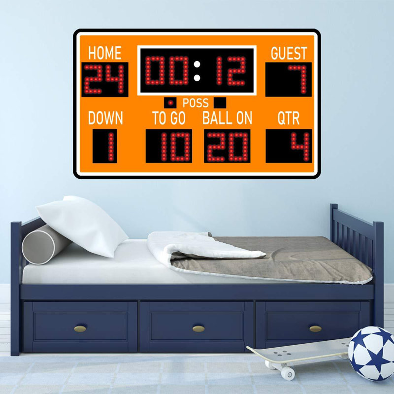 Autocollant mural Charleena Football, H 12 po x l 20 po, Orange