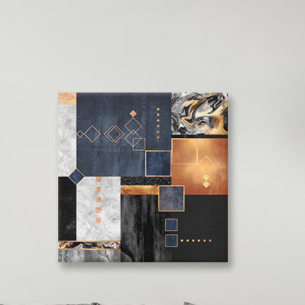 "Construction I" par Elisabeth Fredriksson - reproduction sur toile, H 37 po x l 37 po x P 1,5 po, Toile avec cadre noir