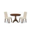 L'ensemble de mobilier de salle à manger 3 pièces comprend une table de salle à manger ronde avec piédestal et 2 chaises Parson rembourrées en lin crème, acajou-1998371005-1998370977-1998370978