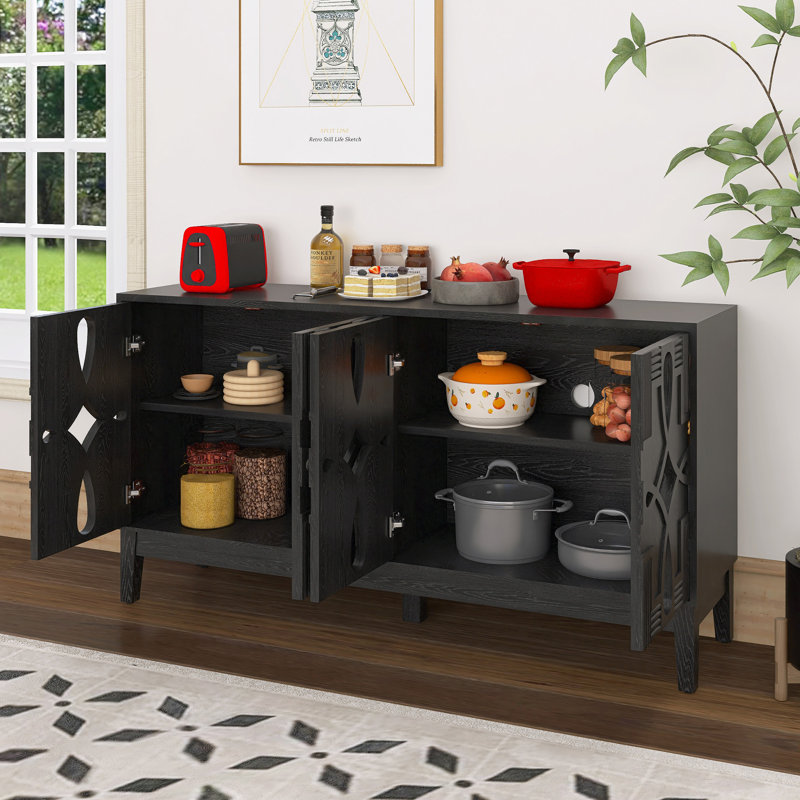 Buffet avec rangement Mid-Century, Noir
