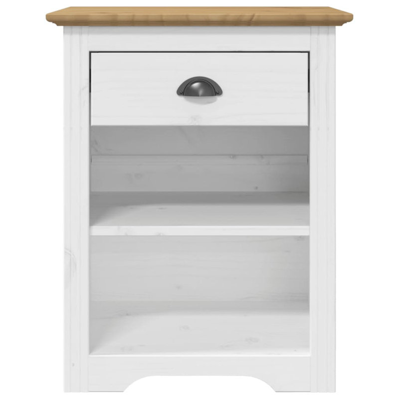 15.2'' W Solid Wood Nightstand, Brown/White