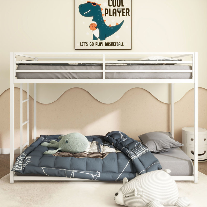 Ashaiya Standard Metal Bunk Bed, White, Twin Over Twin