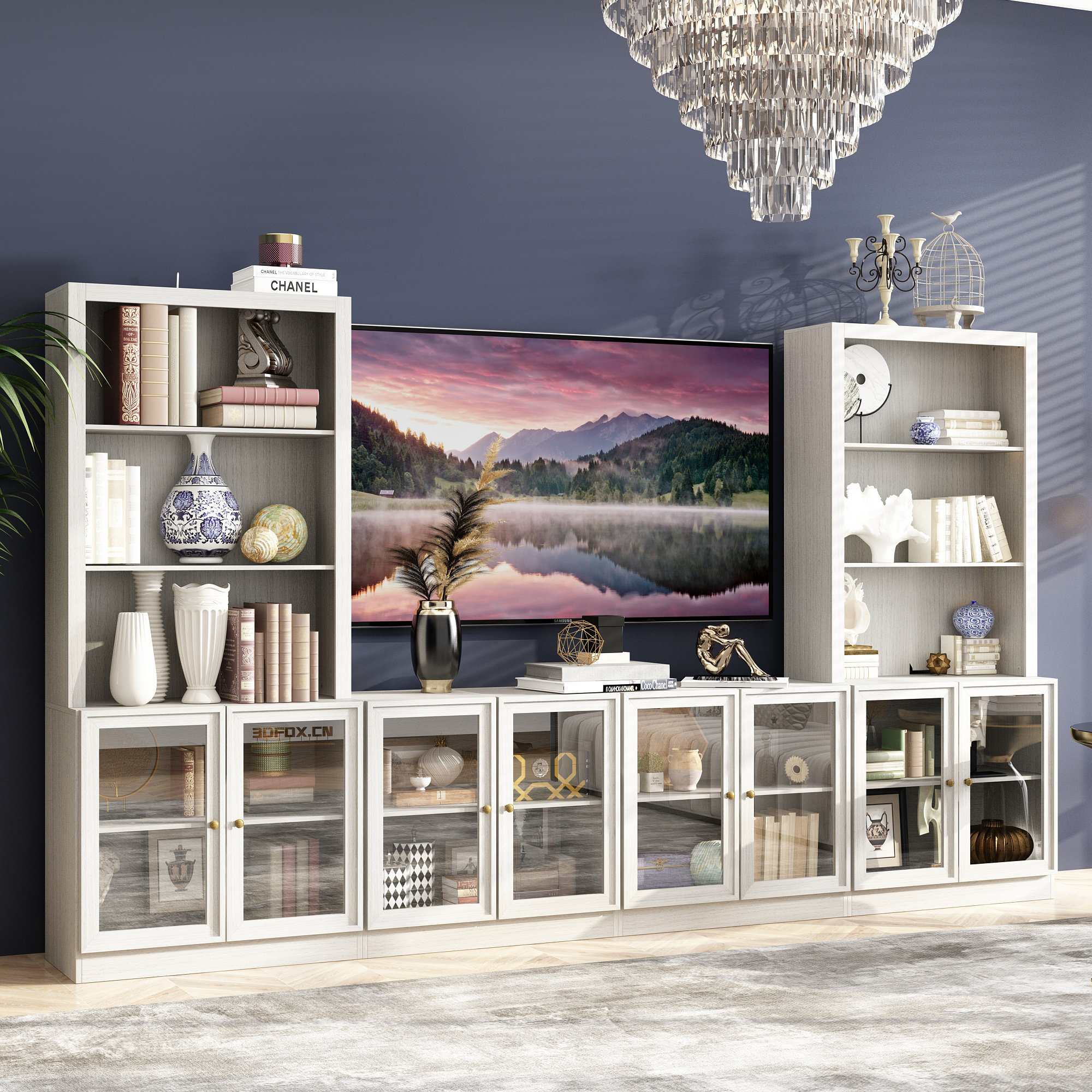 Latitude Run® Contemporary Spacious Entertainment Center With Glass ...