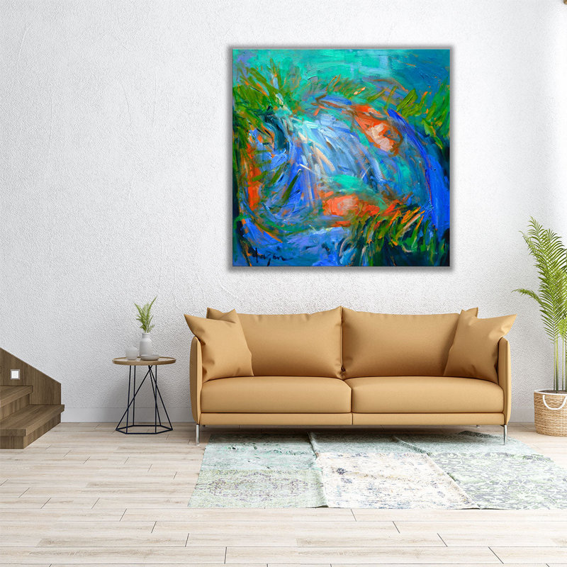 Koi II - reproduction d'art sur toile, H 12 po x l 12 po