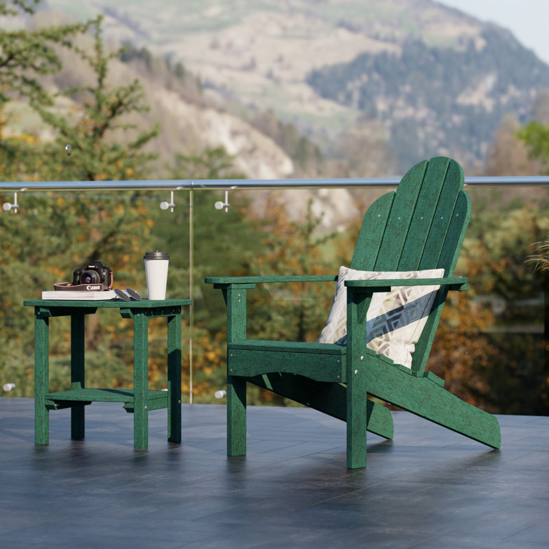 Classic 3-Piece Adirondack Set with Side Table, Turf Green