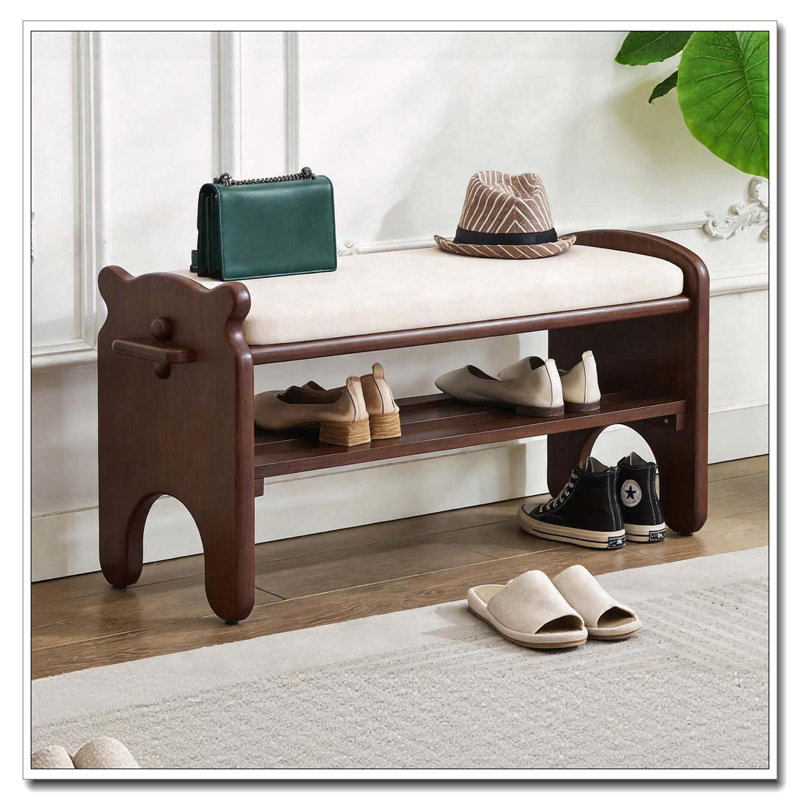 2-Tier Wooden Entryway Bench
