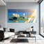 Ensemble de 3 tableaux sur toile tendue représentant un paysage serein de nénuphars et de papillons-1407977290