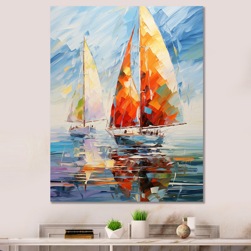 Achna voilier abstrait vents II, Toile tendue, H 32 po x l 24 po x P 1 po