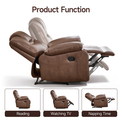 78" Breathable Faux Leather Manual Reclining Loveseat Sofa, 2-Seater Recliner Couch With Storage And Cupholders