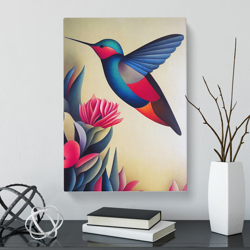 Laymoune Hummingbird Retro - Wrapped Canvas, 50cm H x 35cm W x 3cm D
