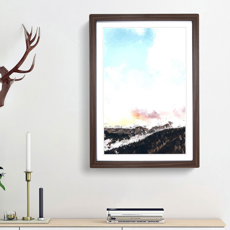 Mountains in Badia Italy in Abstract - Framed Print, 87cm H x 62cm W x 2cm D, Walnut Framed