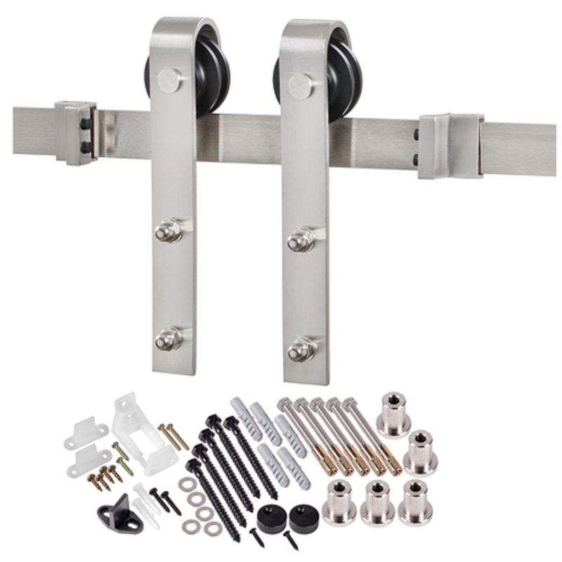 Primed K-Plank Barn Door with Stainless Steel Hardware Kit