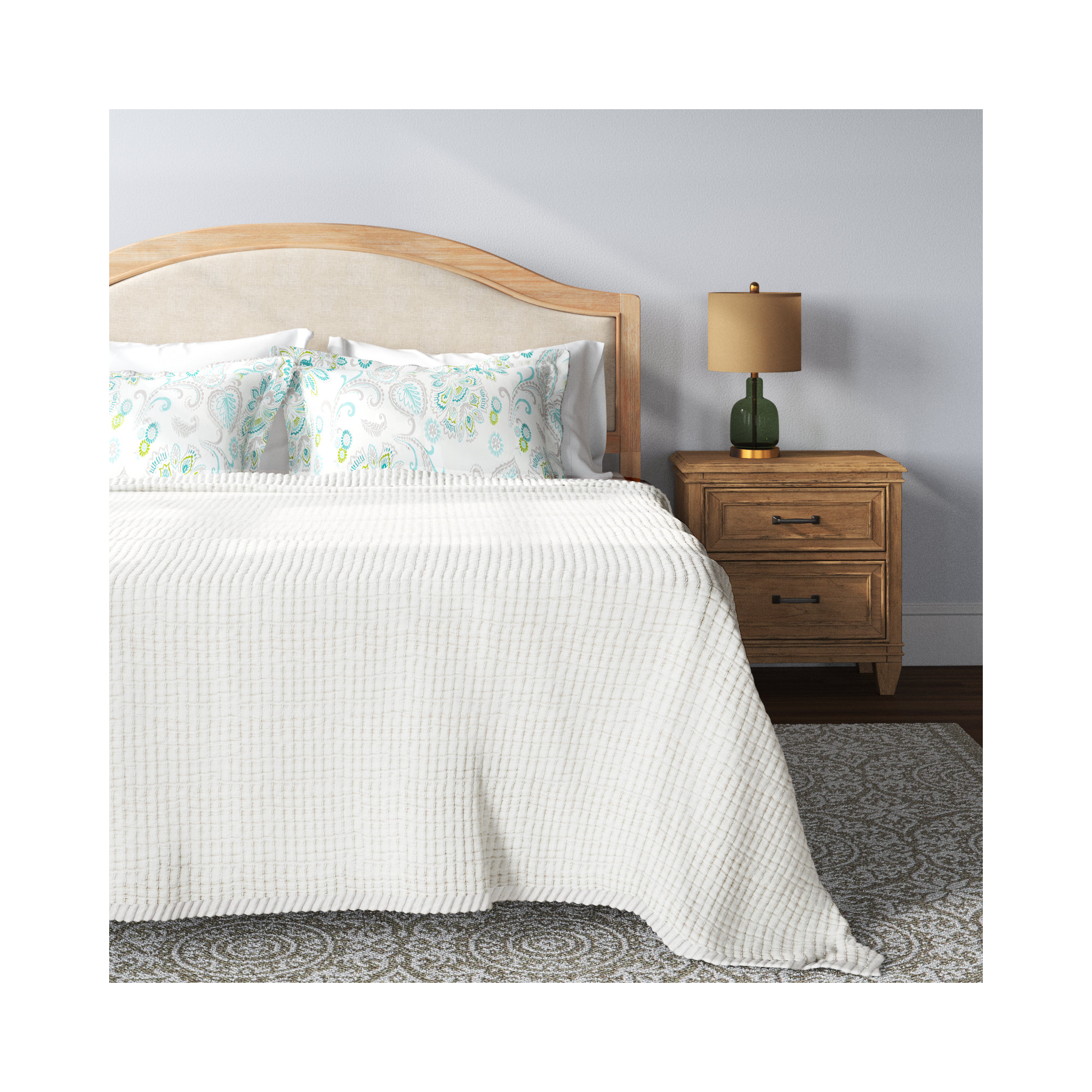 Maybell Natural Standard Cotton Reversible Quilt, Queen Quilt