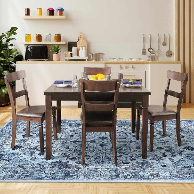 Entryway Rug, Washable Vintage Low Pile Stain-Resistant, Non-Slip Soft Thin Carpet for Kitchen, Bedroom, Bathroom 