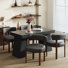 Ensemble de table et chaises de salle à manger modernes en bois massif avec 2 tiroirs