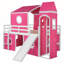 Lit mezzanine double avec glissoire, tente et tour pour enfants-405875073