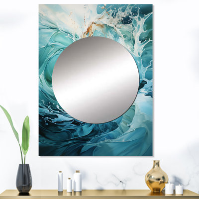 Tourbillon de sérénité bleu marine et blanc de Konstantinas - miroir mural unique à spirales abstraites