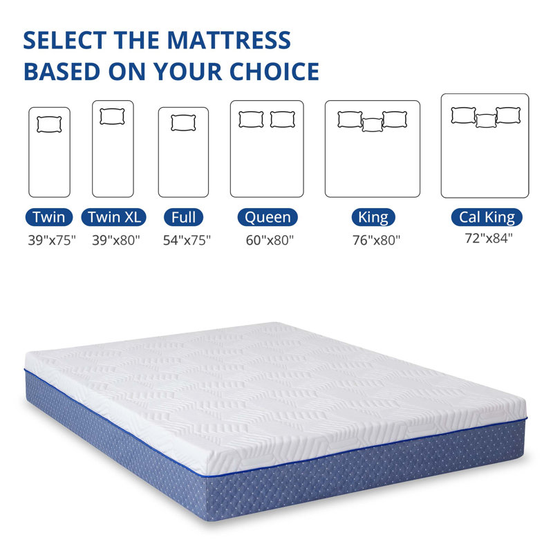 EGOHOME 12" Firm Gel Memory Foam Mattress in a Box – CertiPUR-US & OEKO-TEX Certified, 12", Queen