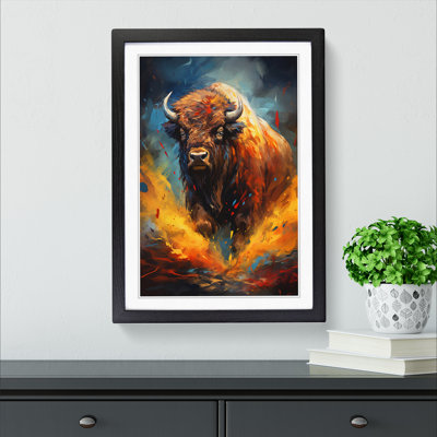 Bison Gestural Art - Framed Print