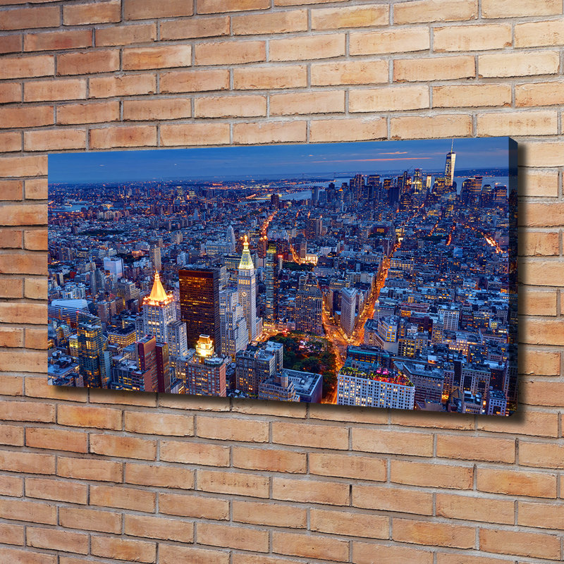Manhattan By Night - Wrapped Canvas Print