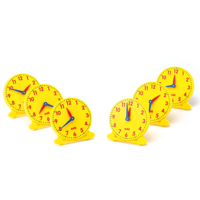 Learning Advantage Geared 12-Hour Time Clock - Student Size, Set Of 6
