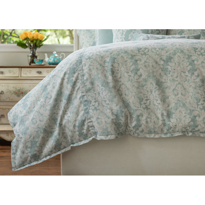 Milan Traditional 100% Linen Damask Duvet Cover, King Duvet Cover