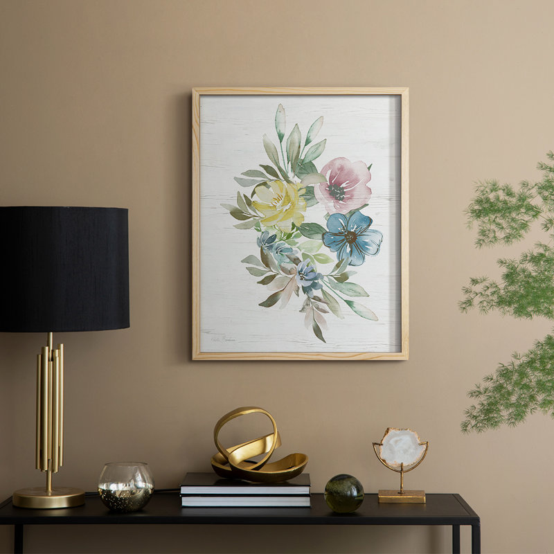«Spring Meadow Arrangement I», reproduction encadrée - bois massif, Naturel, H 11 po x l 9 po