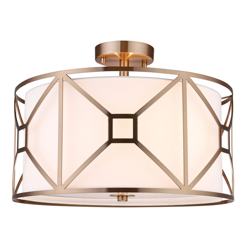 Hultgren LED Semi Flush Mount, 8.5" H x 17" W x 17" D, Brass