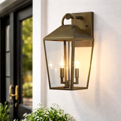 Malford 17 In. 2-light Brushed Brass Outdoor Wall Lantern Light
