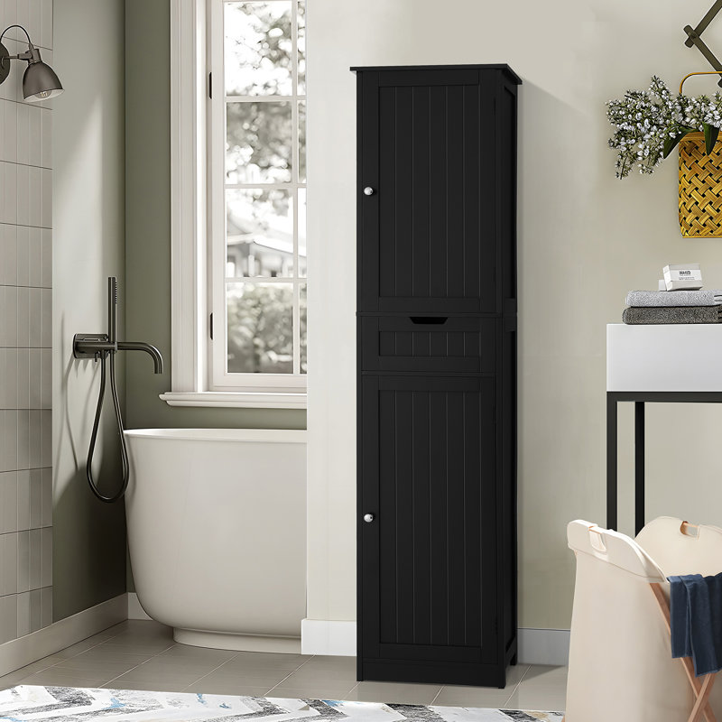 Armoire de rangement haute 67,13 po avec 2 portes et 1 tiroir, Noir