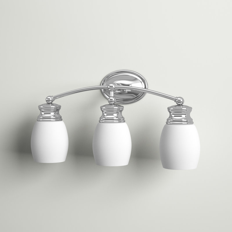 Barre d'éclairage de salle de bain à trois lumières à intensité variable Bevins, Chrome poli