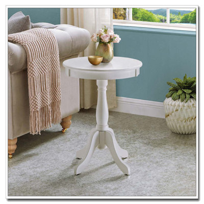 Table d'appoint blanche avec piédestal tourné