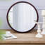 Miroir mural circulaire avec cadre en bois-1823696614
