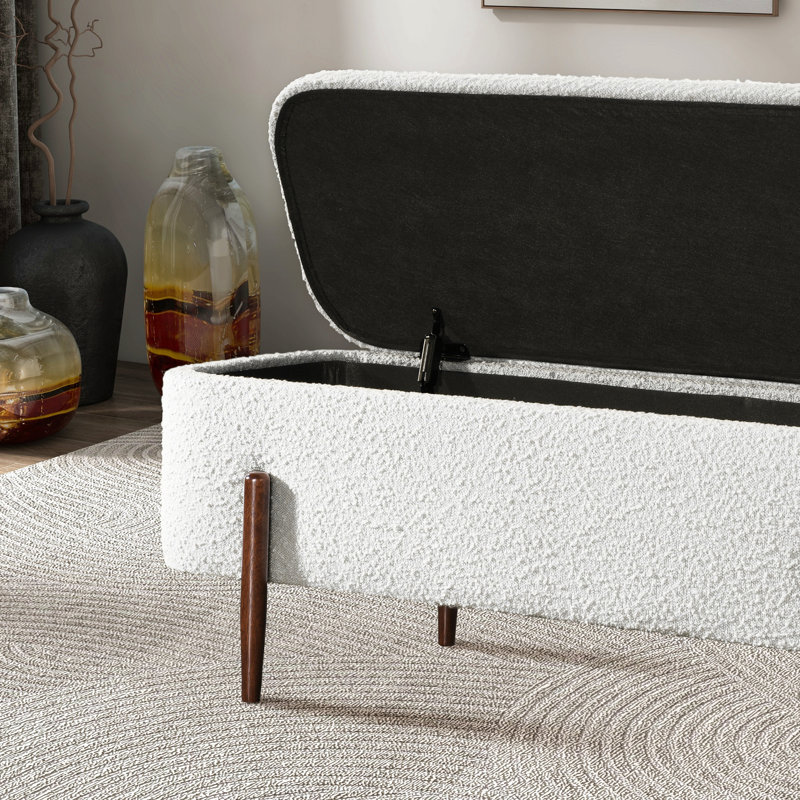 Ivory Boucle Storage Bench