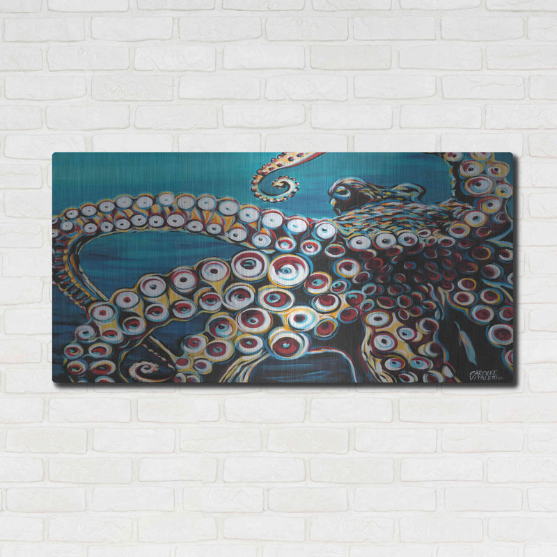 «Wild Octopus I» par Carolee Vitaletti, art mural en métal, H 24 po x l 48 po x P 0,2 po