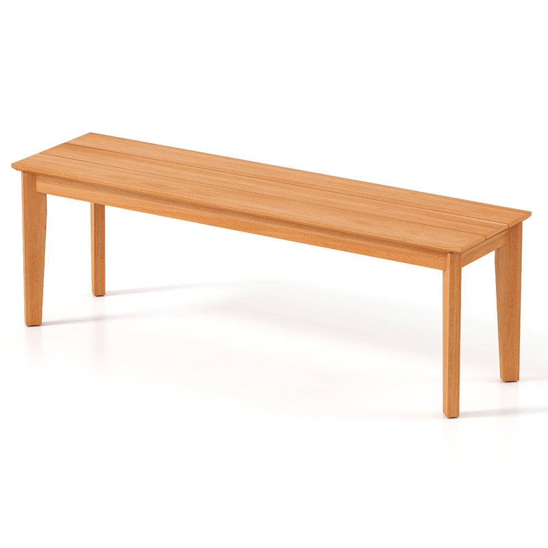 Banc en bois de teck de 55 po pour 3 personnes sans dossier avec capacité de poids de 880 lb