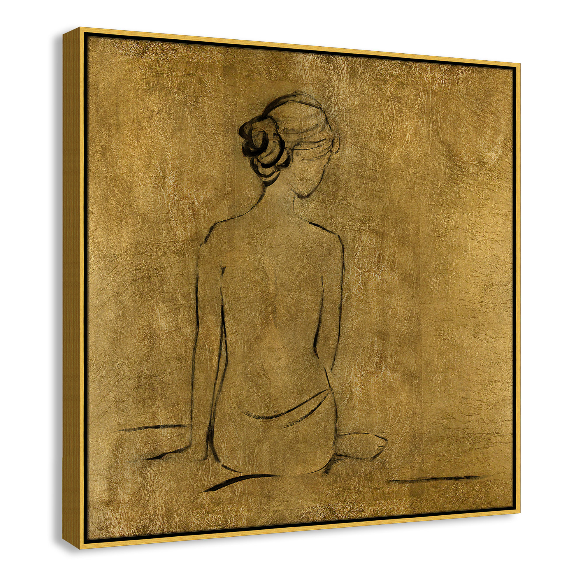 Golden Bather I by Sally Swatland - Painting Print, Gold Framed Canvas, 37.5" H x 37.5" W x 2" D
