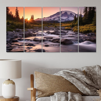 «Washington Mount Rainier National Park II», 5 pièces sur toile tendue