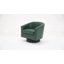 Petit fauteuil pivotant capitonné en similicuir vert avec garniture cloutée-418076312