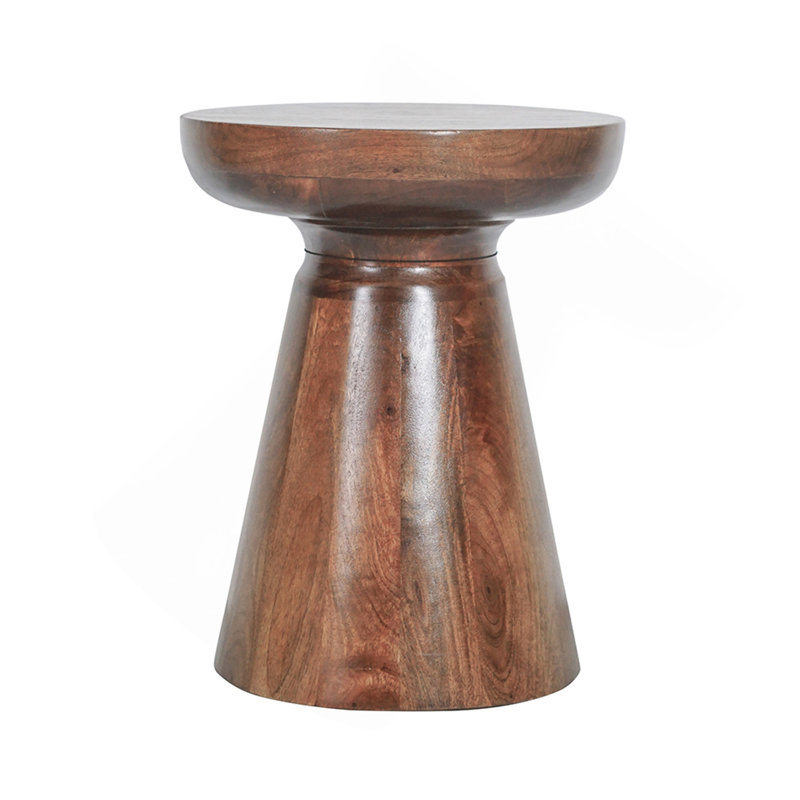 Table d'appoint à piédestal en bois brun