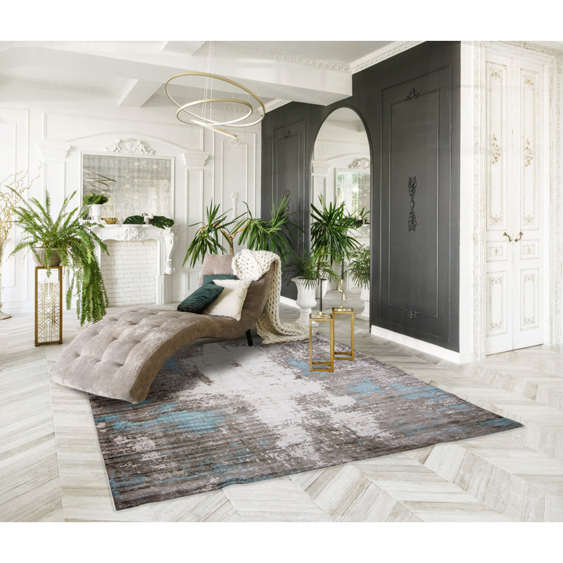 Hand Loomed Abstract Area Rug, Rectangle 6' x 9'