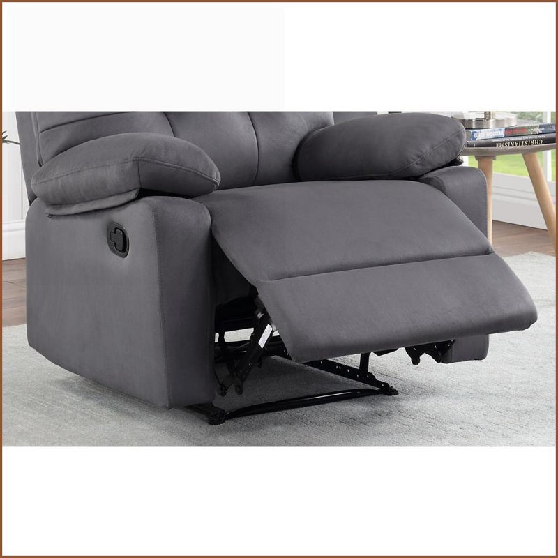 Fauteuils inclinables pour le salon, fauteuil inclinable à mouvement manuel contemporain en microfibre ébène avec dossier capitonné | Coussin moelleux