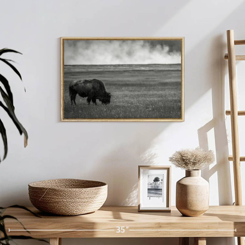 Yellowstone National Park, 19" X 13", Floating Frame Natural Wood