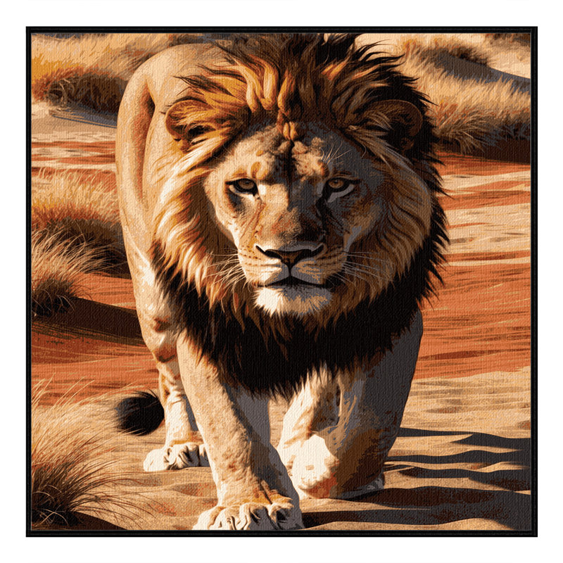 Washable Desert Lion Big Cats Area Rug, Square 3'