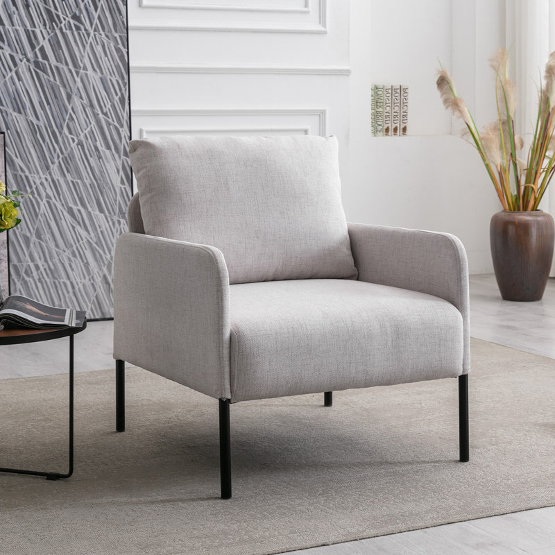 Evrard Upholstered Armchair, Beige 100% Linen