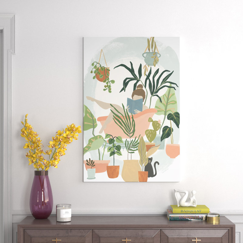 Plant Lady Bath I by June Erica Vess - Painting, 76cm H x 51cm W, Wrapped Canvas