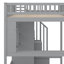Lit mezzanine double avec bibliothèque, tiroirs, bureau et garde-robe-269832029